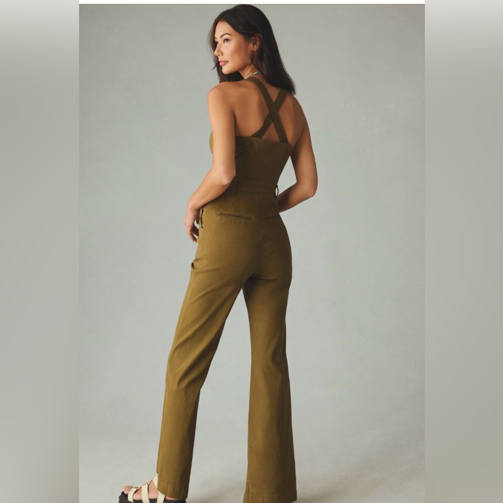 NWT Anthropologie The Naomi Workwear Jumpsuit by Maeve Olive Sz 2 - Picture 2 of 8
